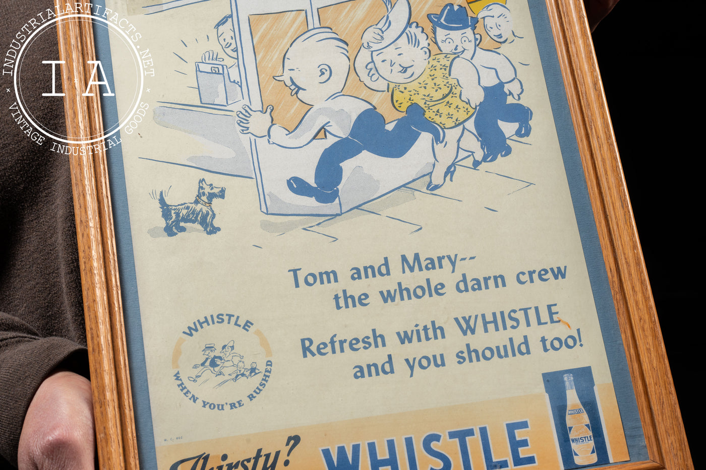 Vintage 1941 Whistle Soda Framed Cardstock Ad