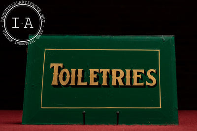 Antique Reverse-Painted Glass and Foil "Toiletries" Trade Sign