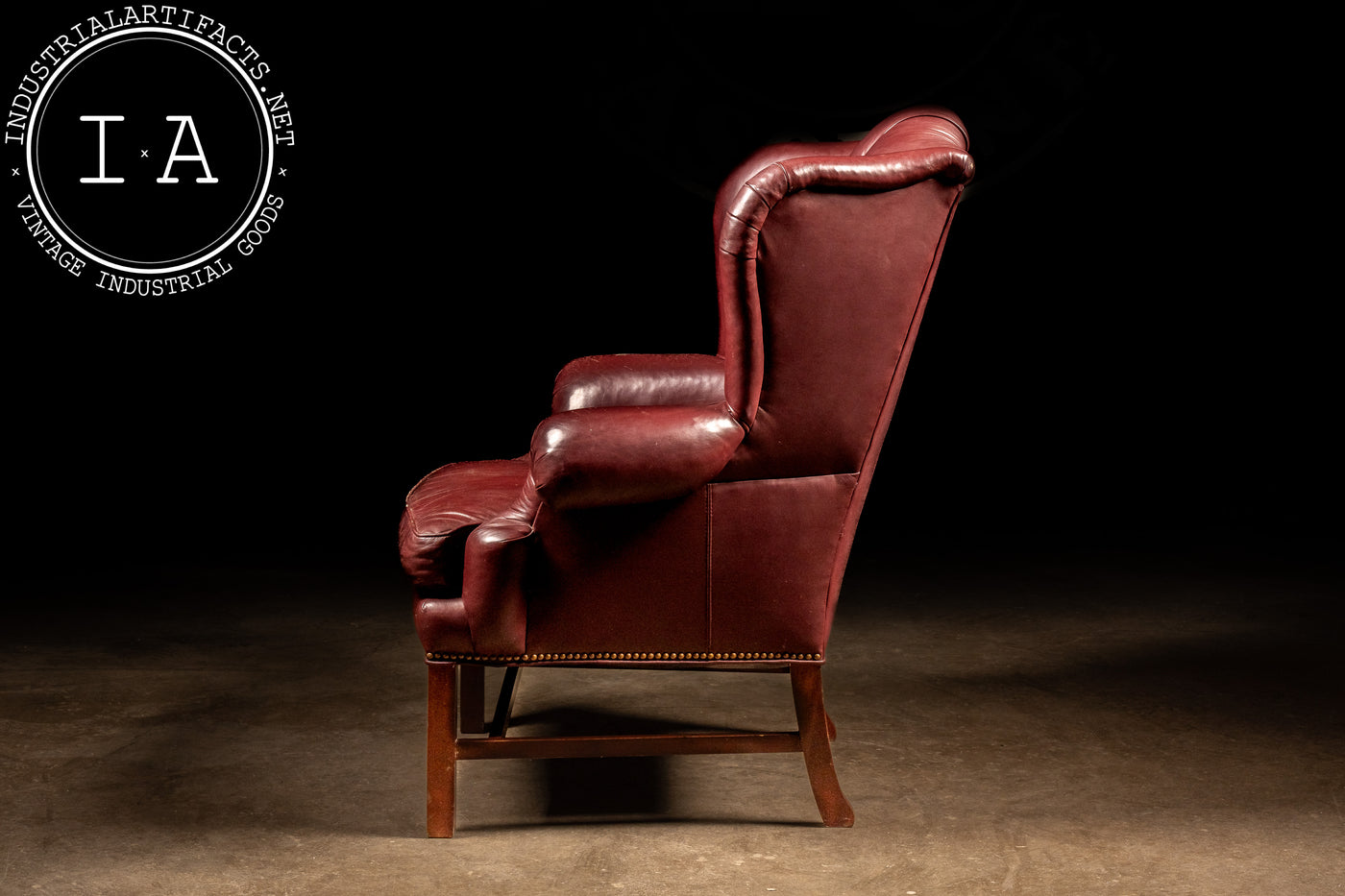 Tufted Red Leather Wingback Chair