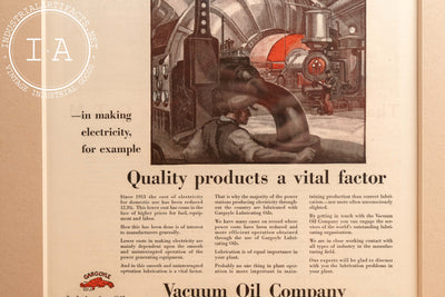 c. 1920 Framed Vacuum Oil Gargoyle Lithographic Ad
