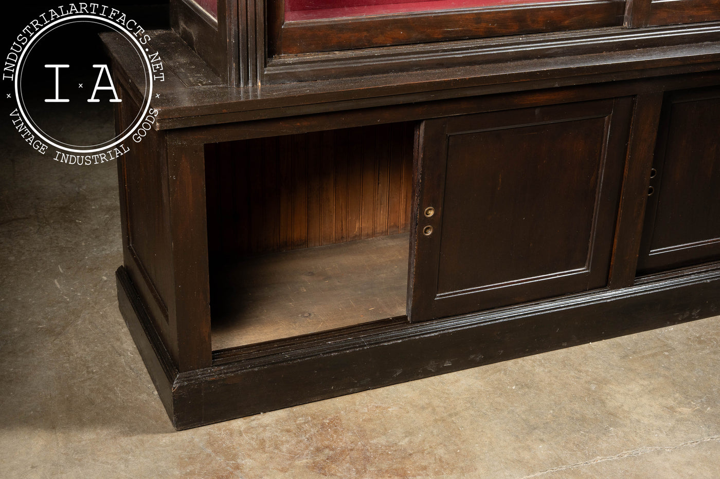 Massive Early 20th Century Sliding Glass Door Display Case