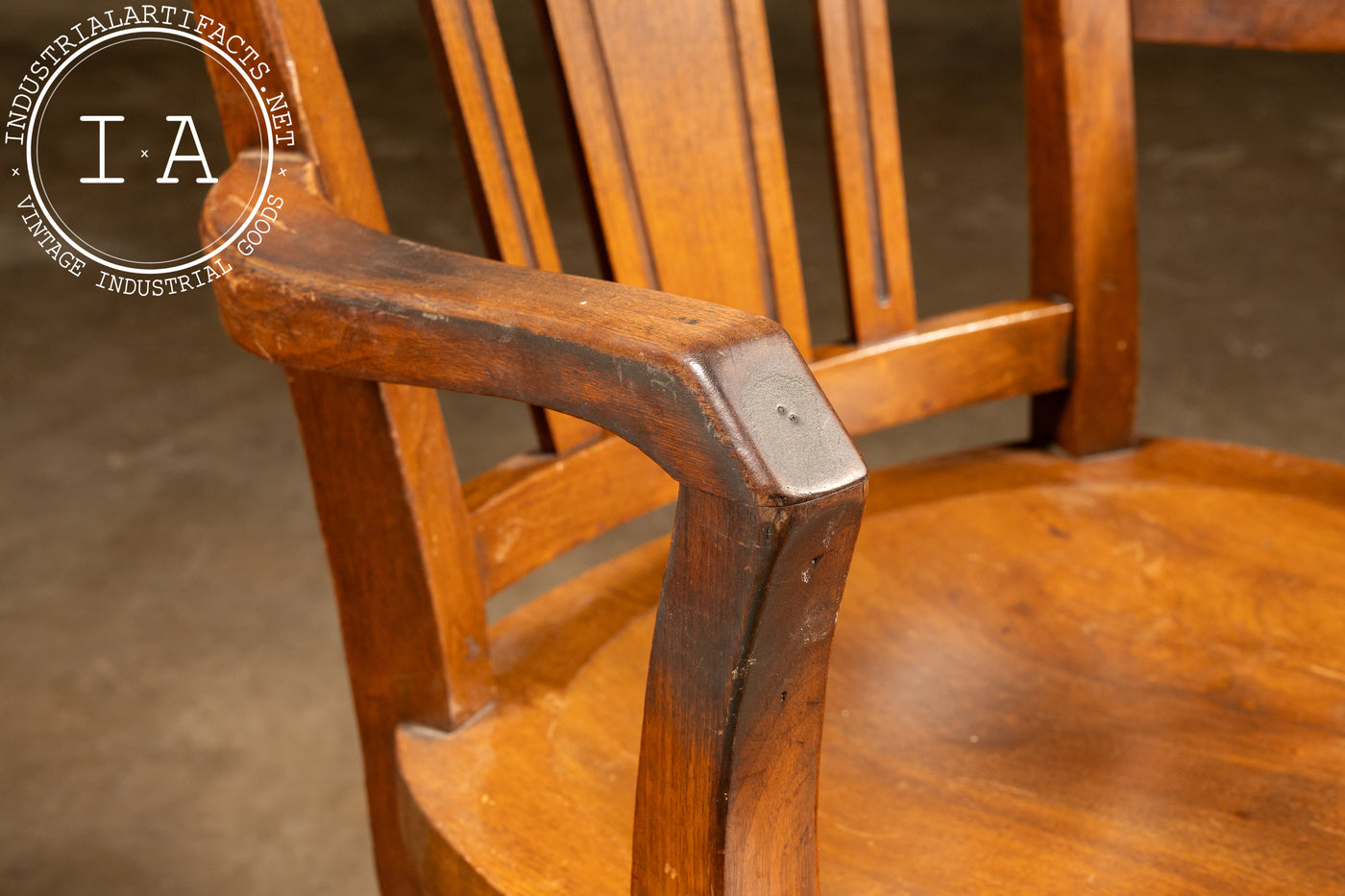 Vintage Oak Swivel Banker's Chair