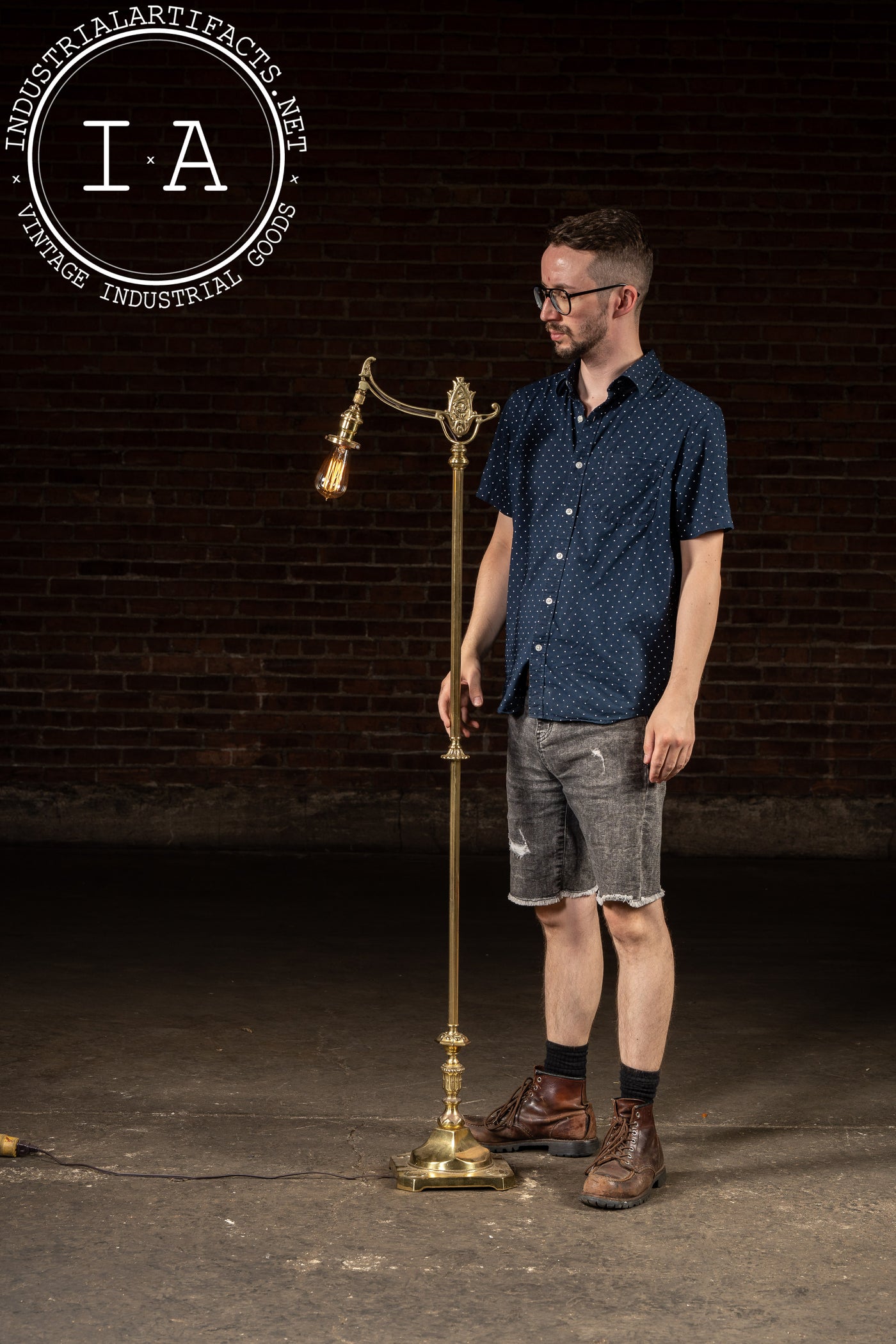 Antique Brass Bridge Arm Floor Lamp