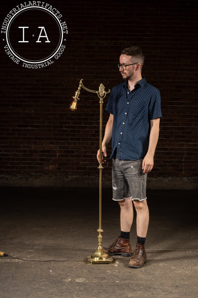 Antique Brass Bridge Arm Floor Lamp