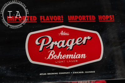 Vintage Atlas Prager Beer Mirrored Advertising Sign