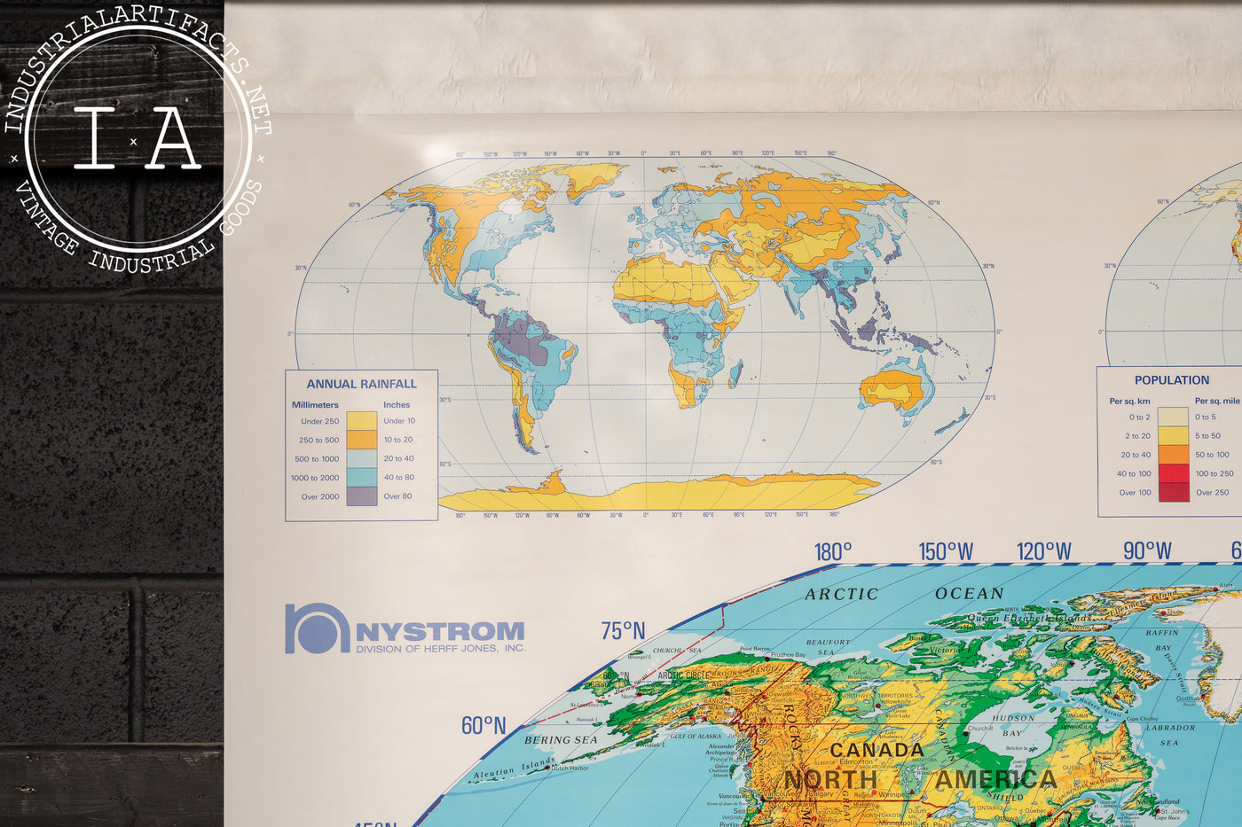 Vintage Nystrom Pull-Down Classroom Map