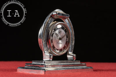 Vintage Chrome-Plated Horseshoe Clock by Lux