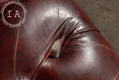 Vintage Tufted Leather Wingback Chesterfield Armchair in Oxblood