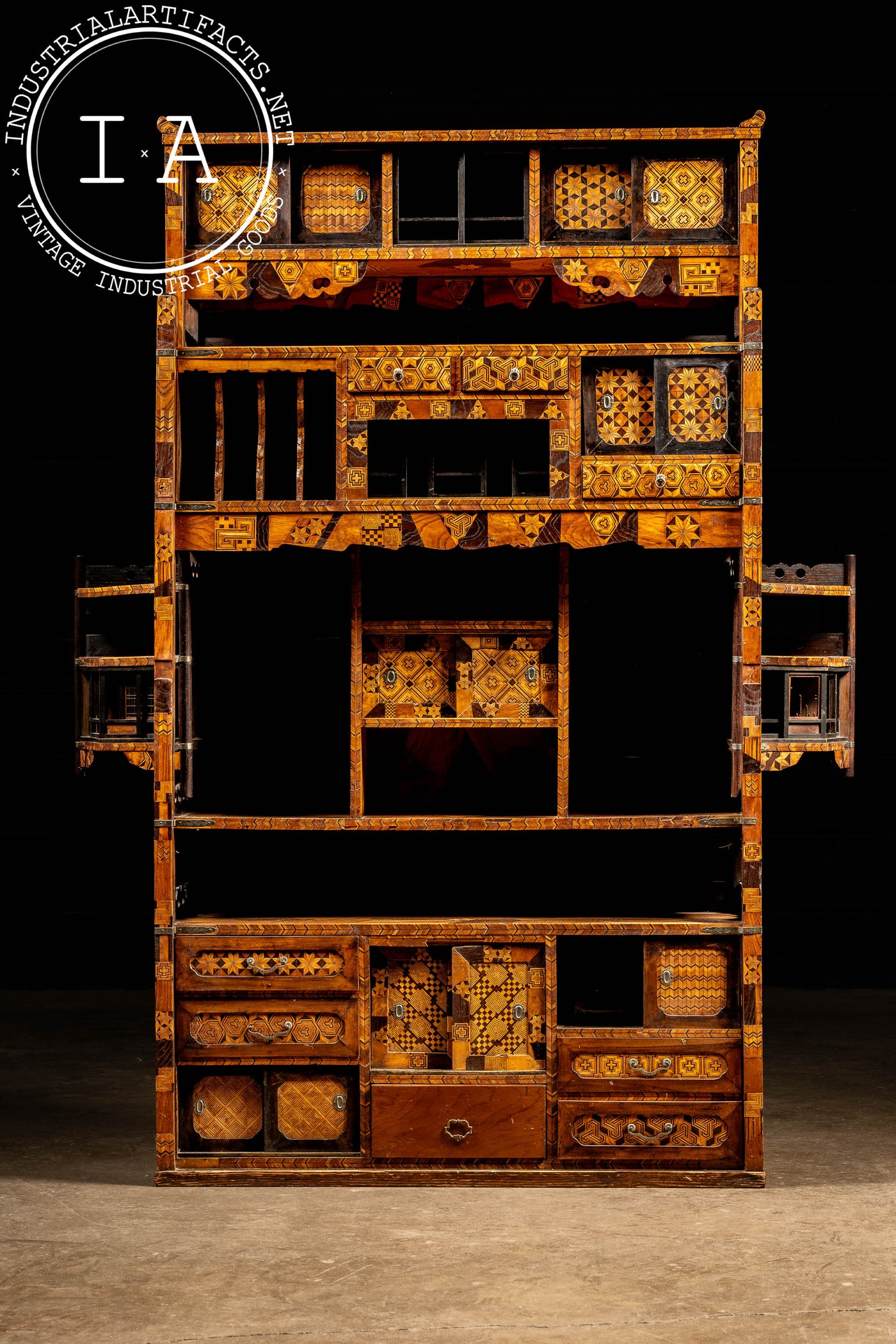 Early Meiji Period Japanese Elm Shadona Cabinet