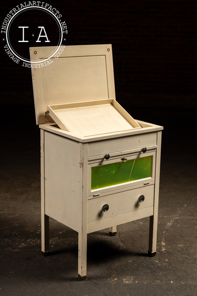 Antique Printer's Cabinet with Light-Safe Viewing Window by Hamilton