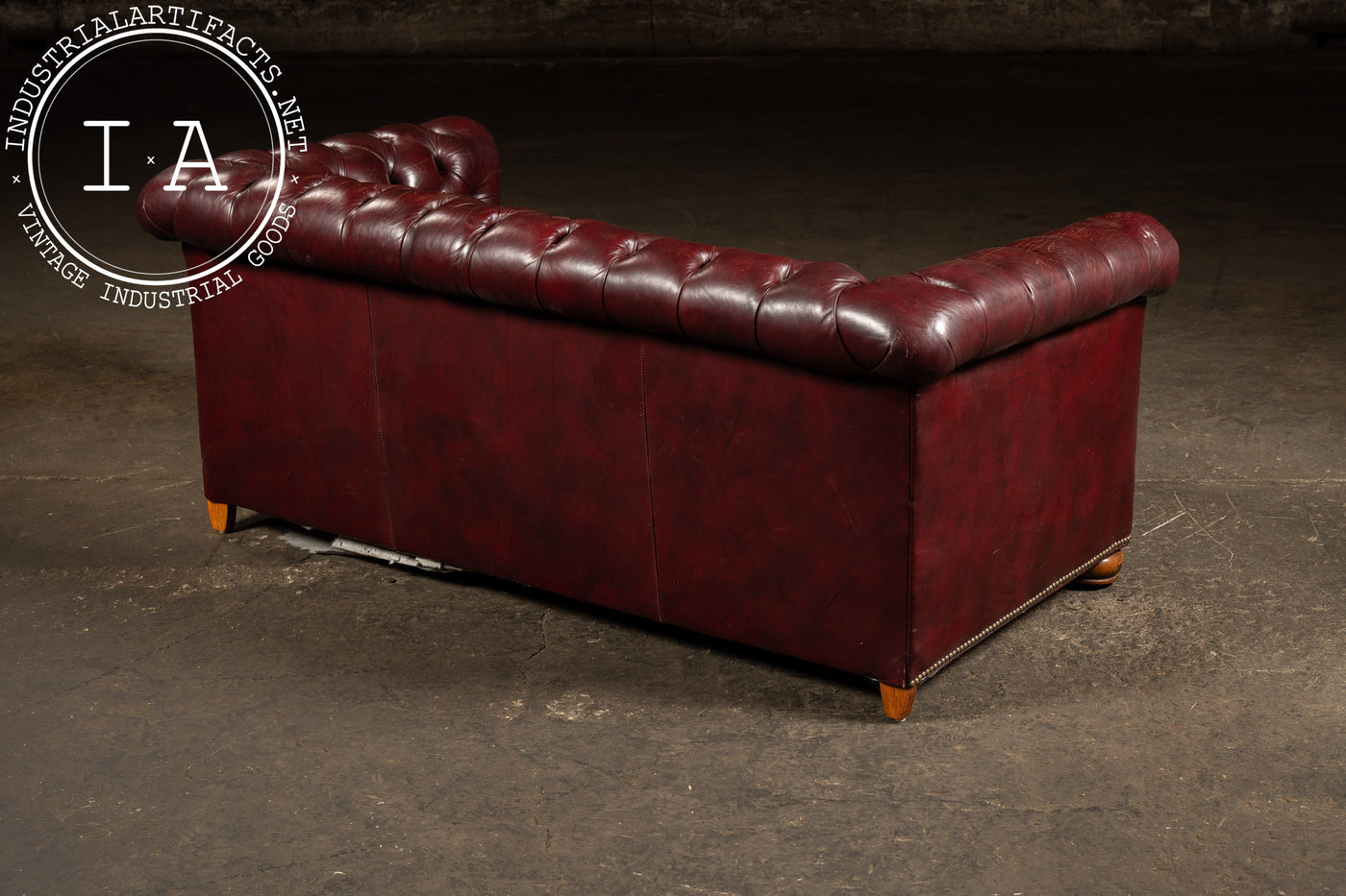 Vintage Tufted Chesterfield Sofa in Burgundy