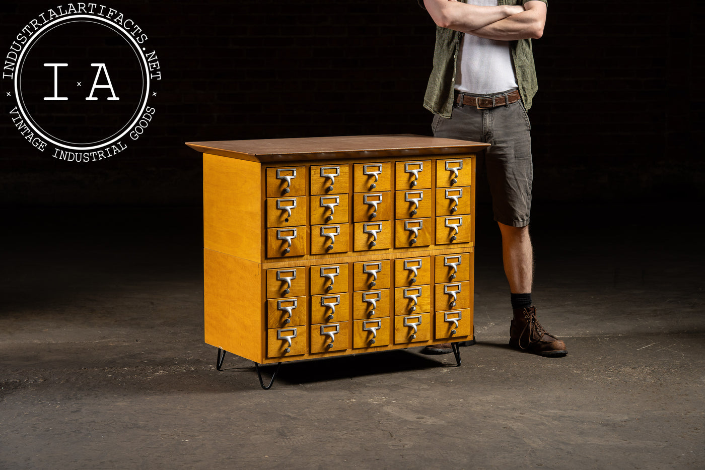 Mid-Century 30-Drawer Library Card Catalog Cabinet