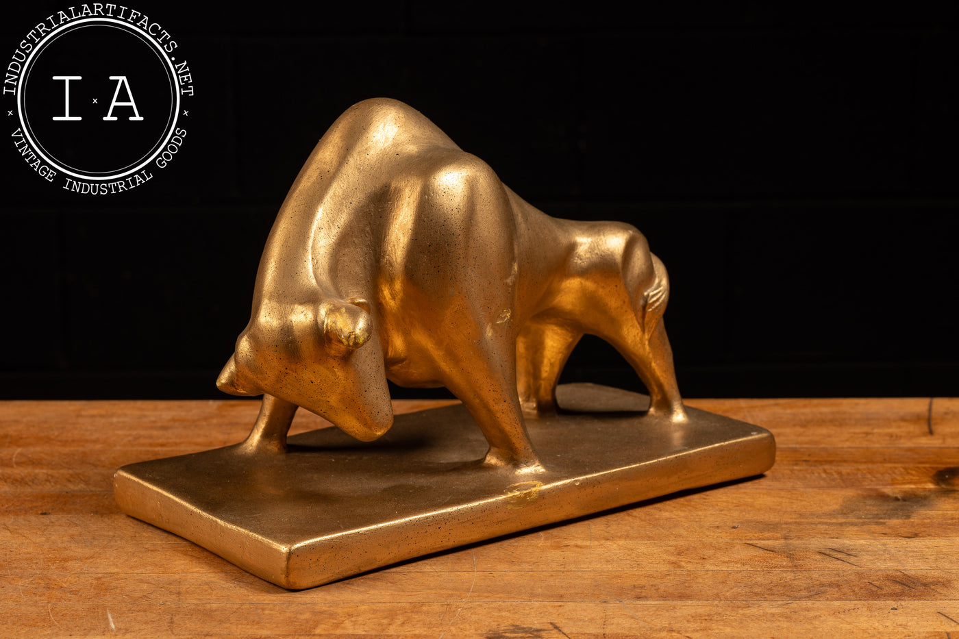 MCM Ceramic Bull Sculpture in Gold