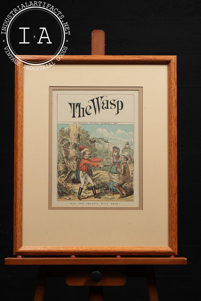 19th Century "The Wasp" Satirical Magazine Framed Cover