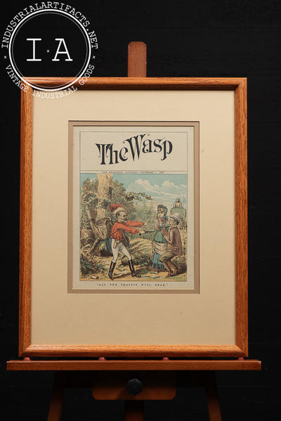 19th Century "The Wasp" Satirical Magazine Framed Cover