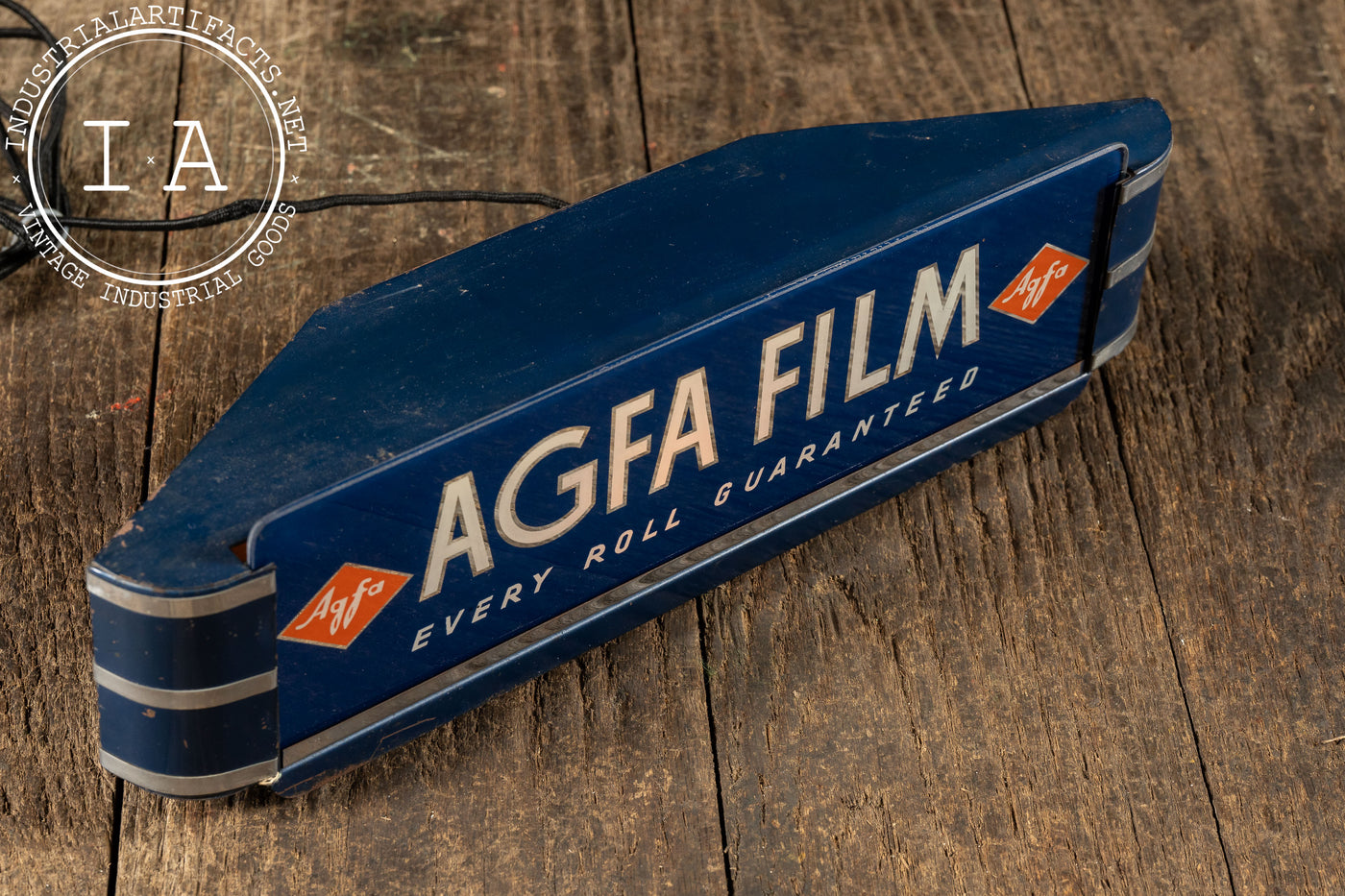 Vintage Agfa Film Lighted Glass Advertising Sign