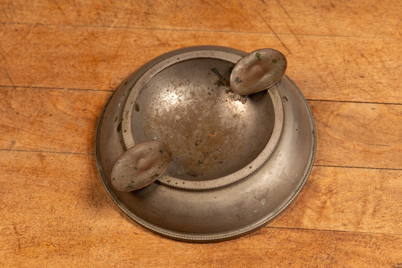 Vintage Patinated Metal Art Deco Ashtray