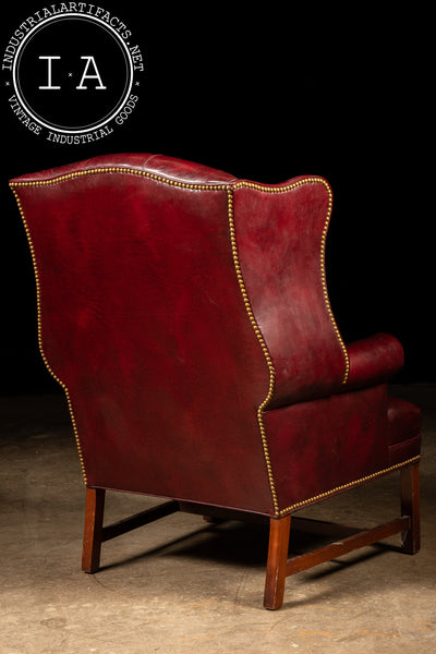 Vintage Tufted Leather Chesterfield Armchair in Burgundy