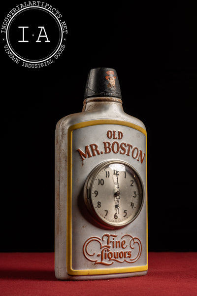 Vintage Old Mr. Boston Figural Bottle Advertising Clock