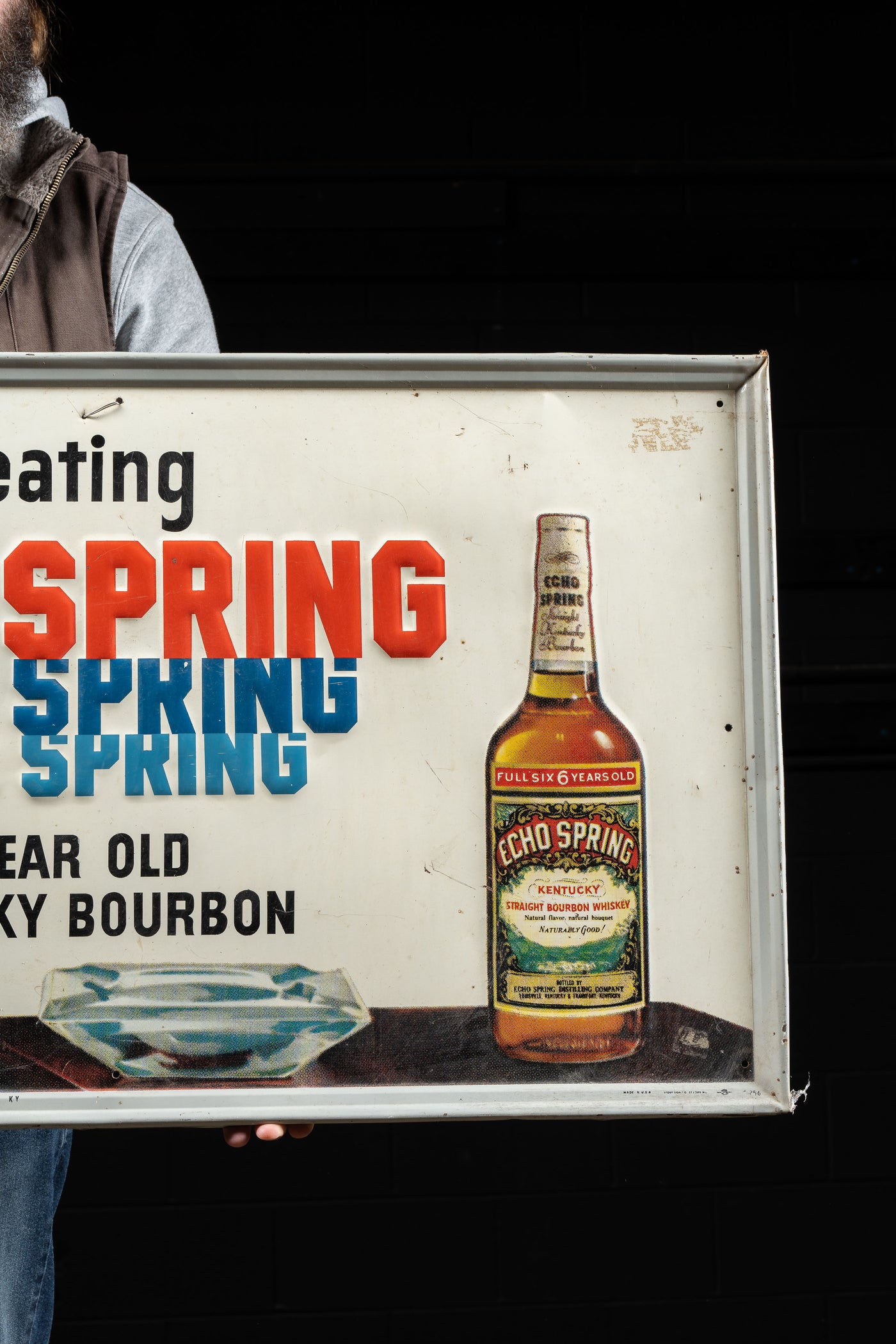 Vintage Echo Spring Bourbon Embossed Tin Litho Sign