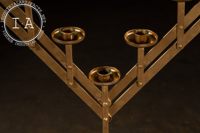 Vintage Gold-Painted Adjustable Floor Candelabra