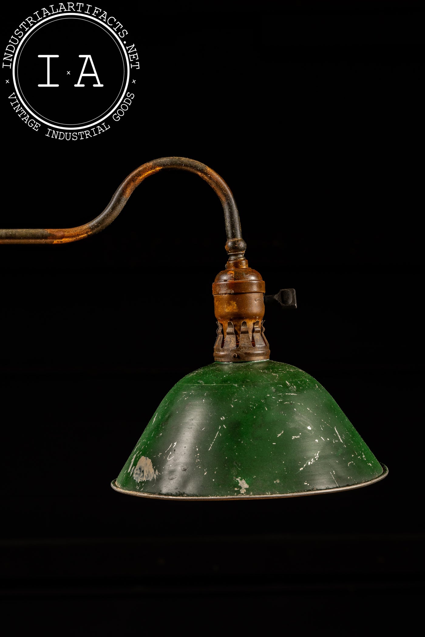 Antique Japanned Copper Lamp With Faries "Bell" Shade
