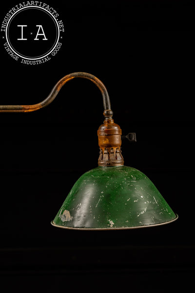 Antique Japanned Copper Lamp With Faries "Bell" Shade