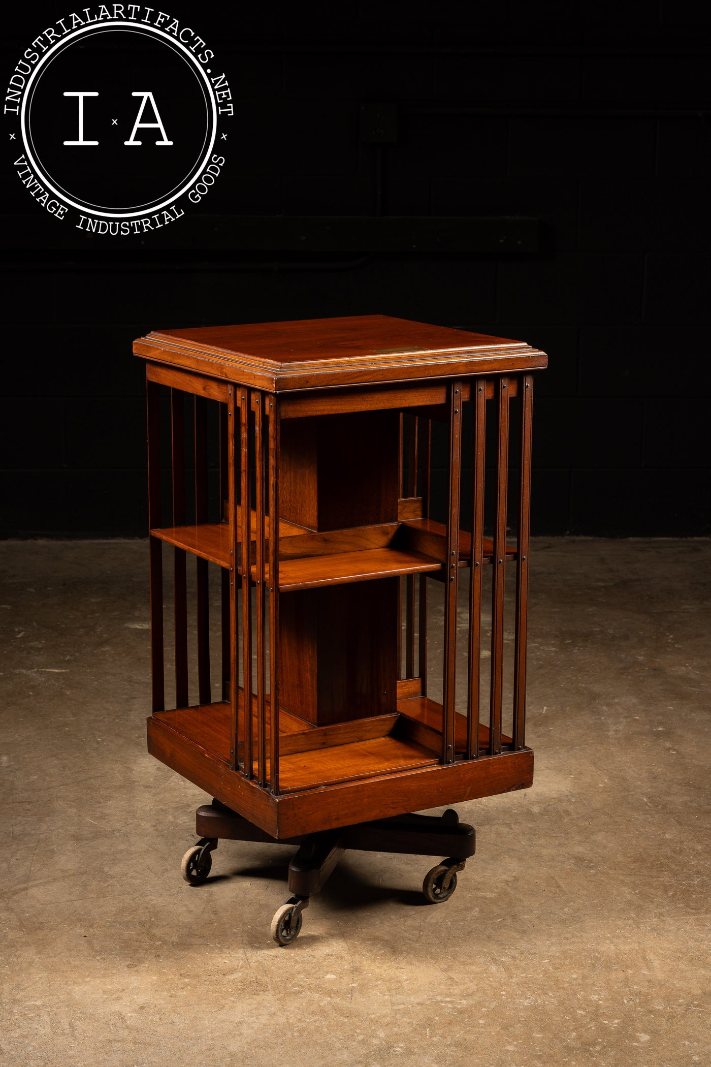 c. 1898 Solid Walnut Revolving Bookcase