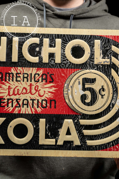 Vintage Nichol Cola Embossed SST Advertising Sign