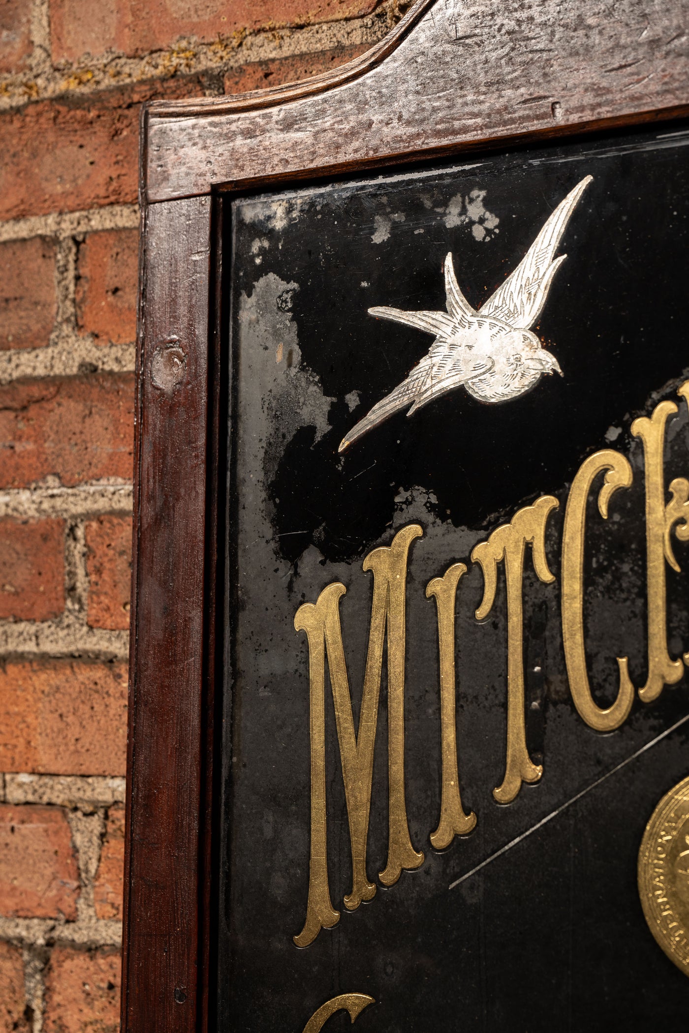 Early Reverse On Glass Gold Leaf Painted Mitchell's Cigarettes Sign
