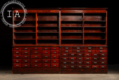 Massive Early 20th Century Double Apothecary Cabinet Set by W. B. McLean