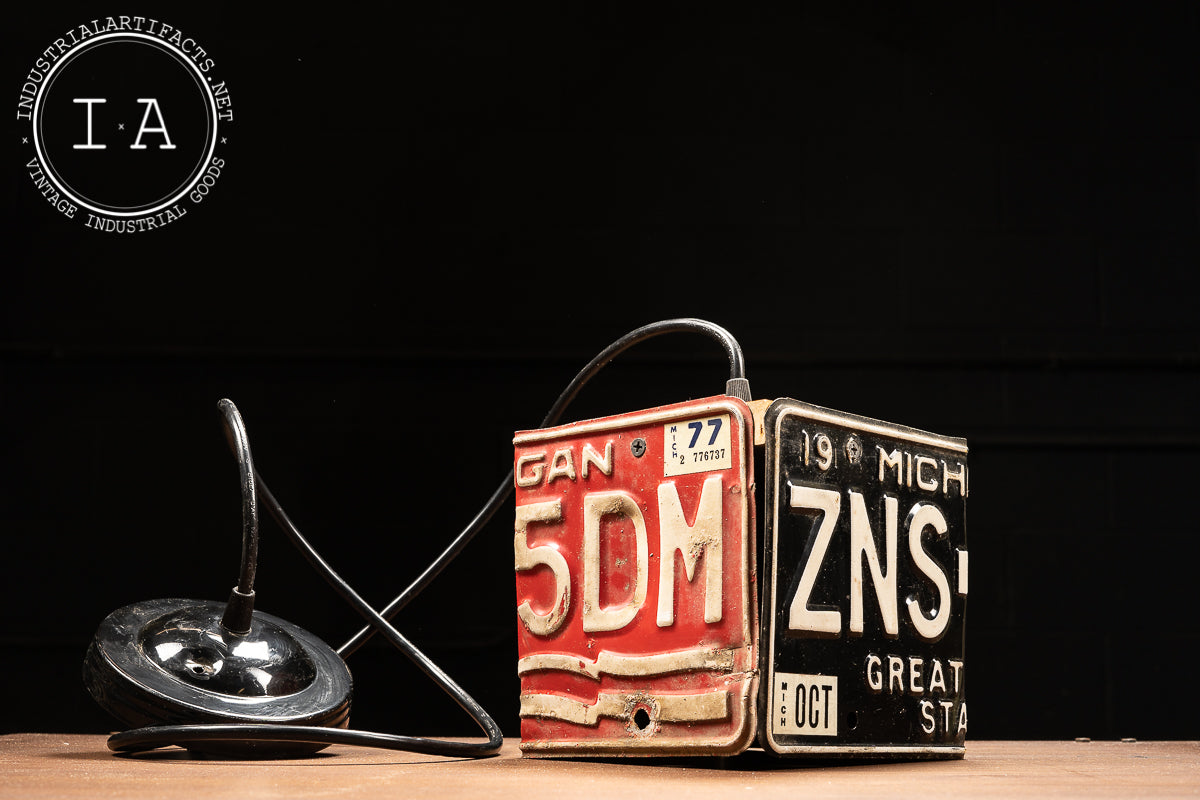 Vintage Michigan License Plates Hanging Lamp