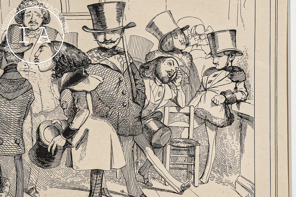 Framed 19th Century Satirical Lithograph by J. Traviès