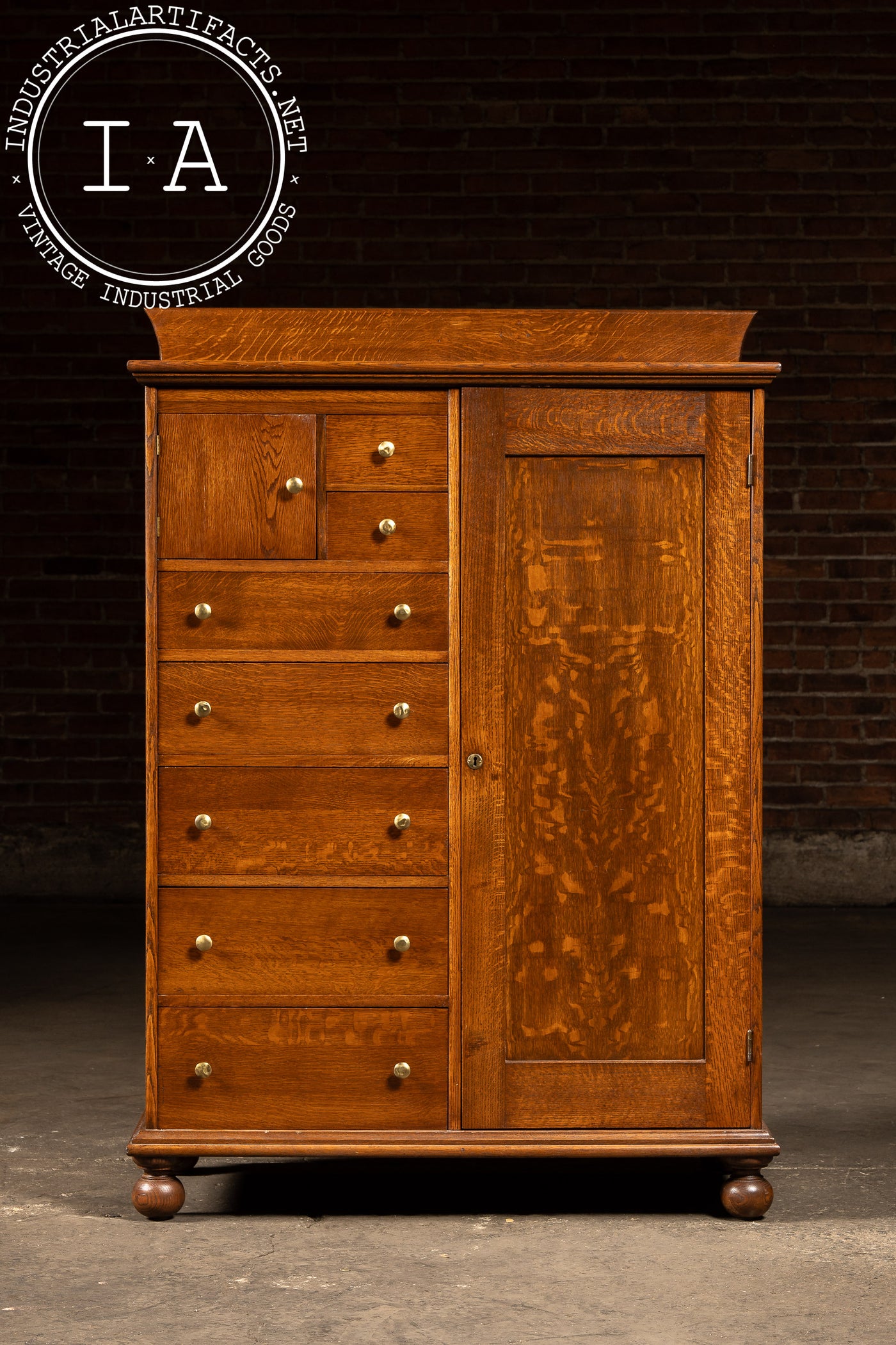 Antique Quarter Sawn Armoire Cabinet by Aurora Furniture Co.