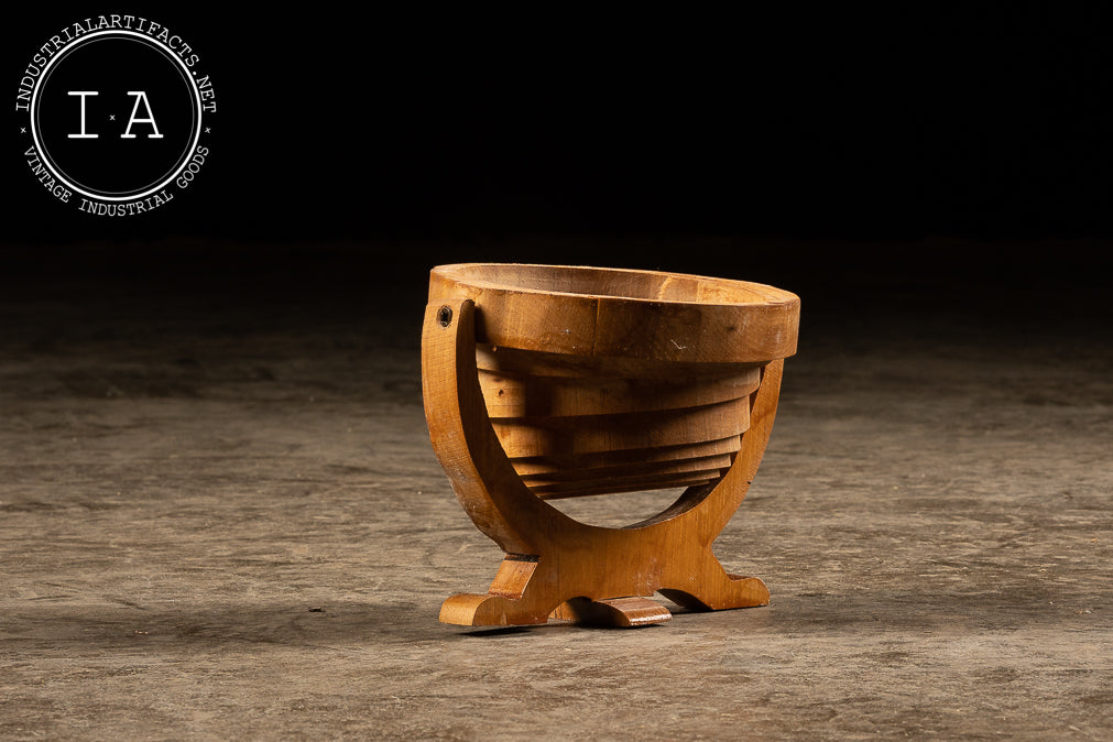 Hand Carved Collapsible Wooden Bowl Folk Art