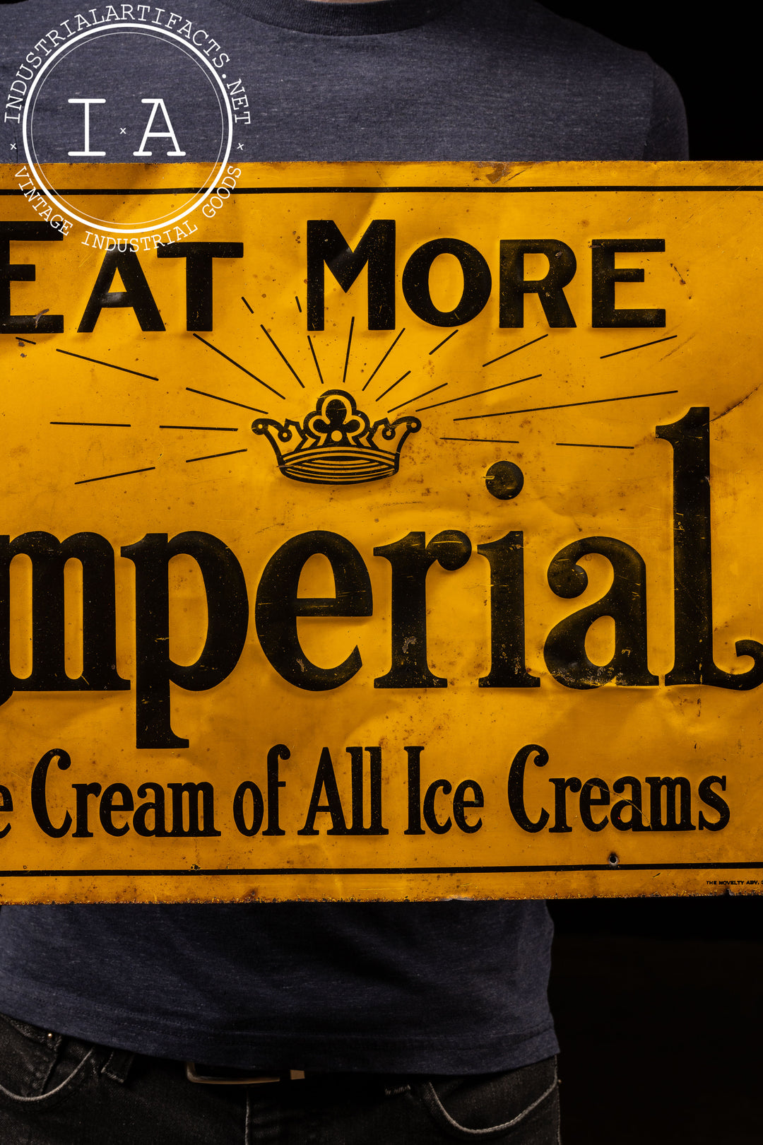 Antique Imperial Ice Cream Embossed Tin Sign – Industrial Artifacts