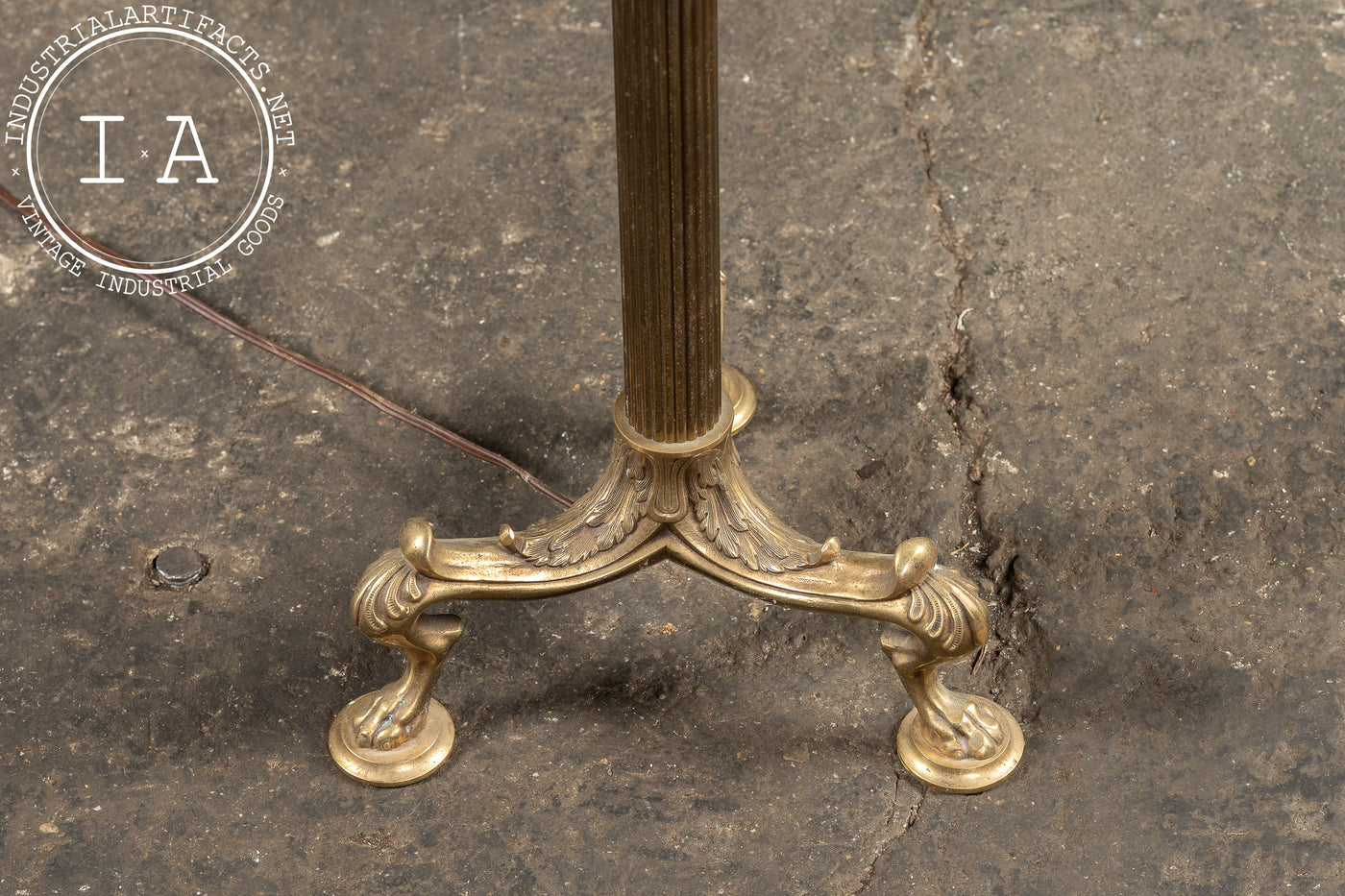 Antique Brass Floor Ashtray Lamp