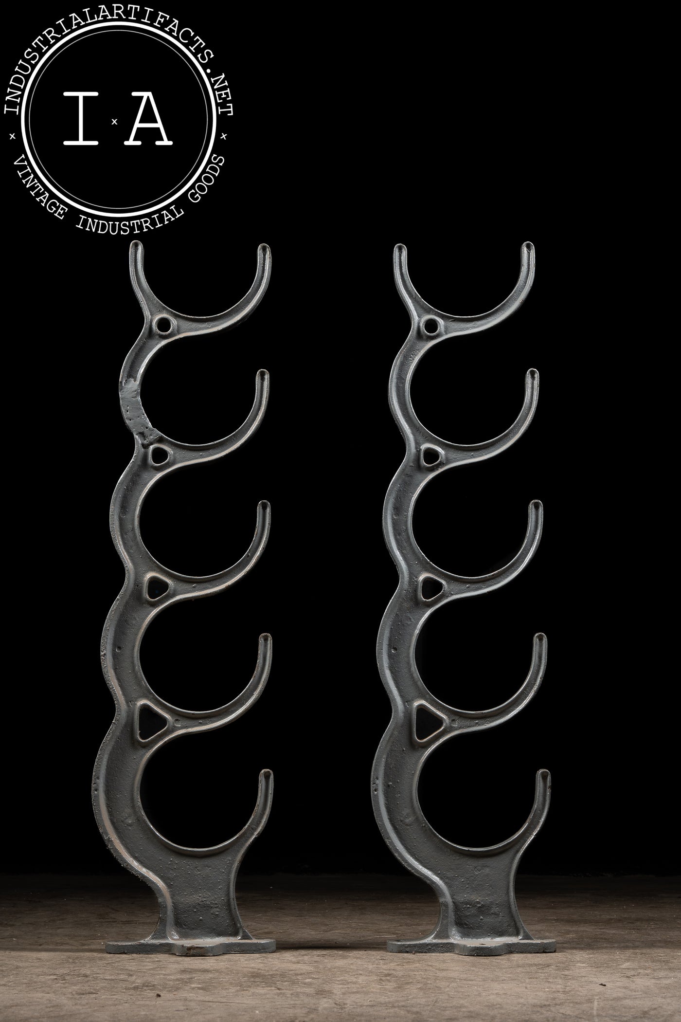 Antique Industrial Cast Iron Pipe Rack Set by Yohe Supply Co.