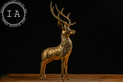 Vintage Solid Brass Buck Sculpture