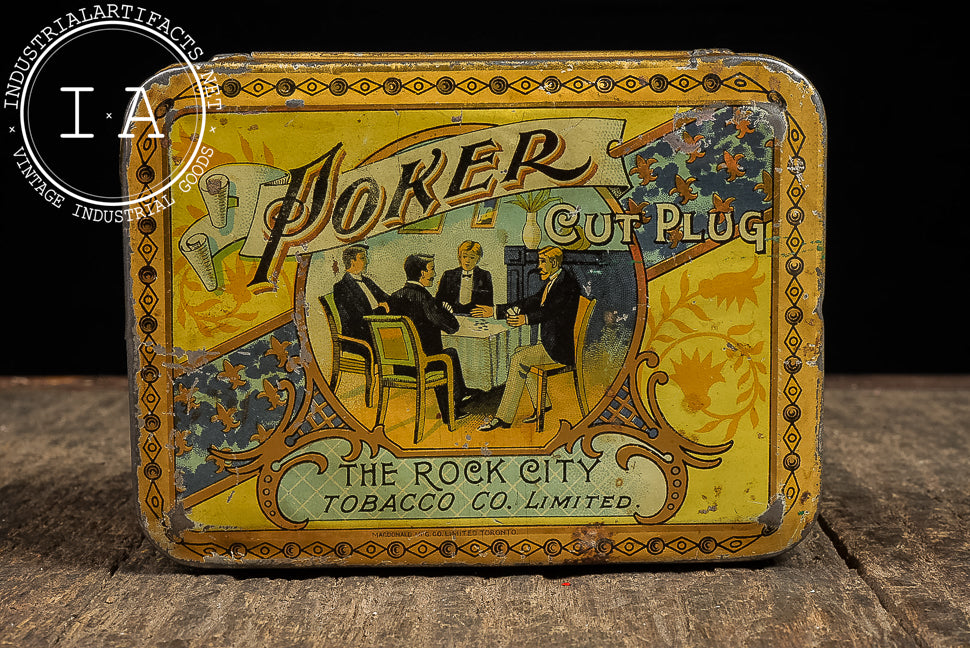 Early 20th Century “Poker Cut Plug” Rock City Tobacco Tin