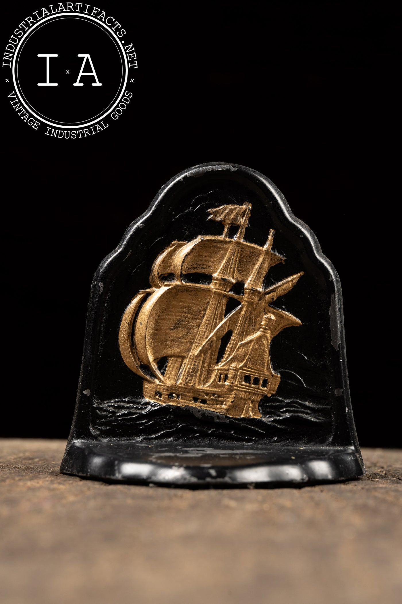 Painted Cast Iron Ship Bookends