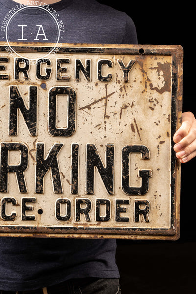 Vintage Embossed Tin "No Parking" Sign