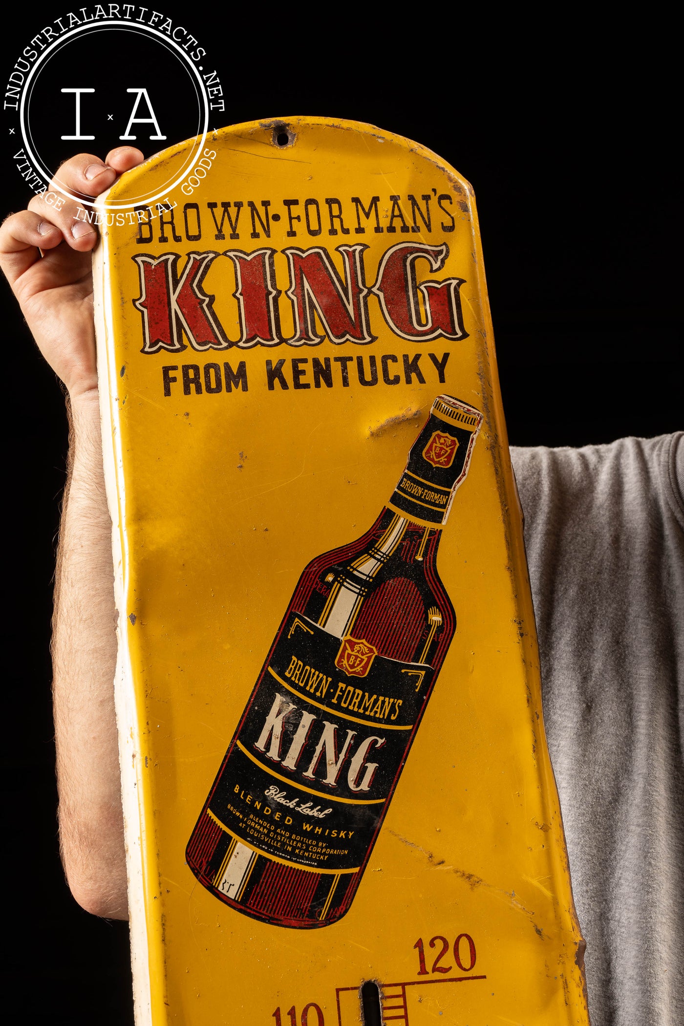 Vintage King Bourbon Advertising Thermometer