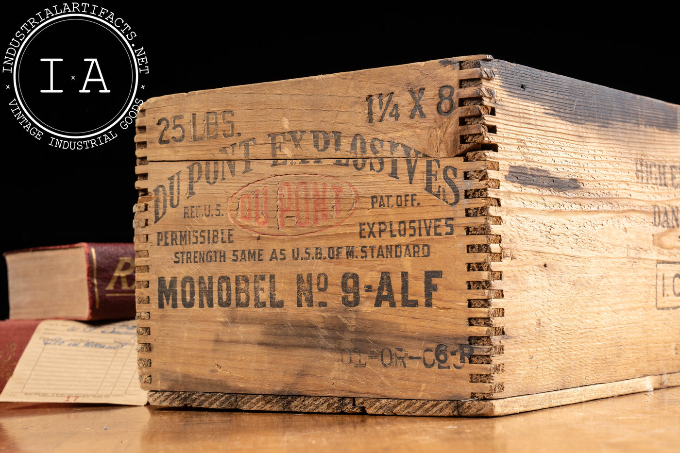 Vintage DuPont Monobel High Explosives Wooden Crate
