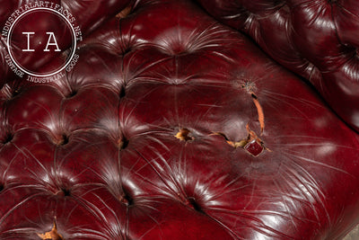 Tufted Leather Chesterfield Sofa in Burgundy