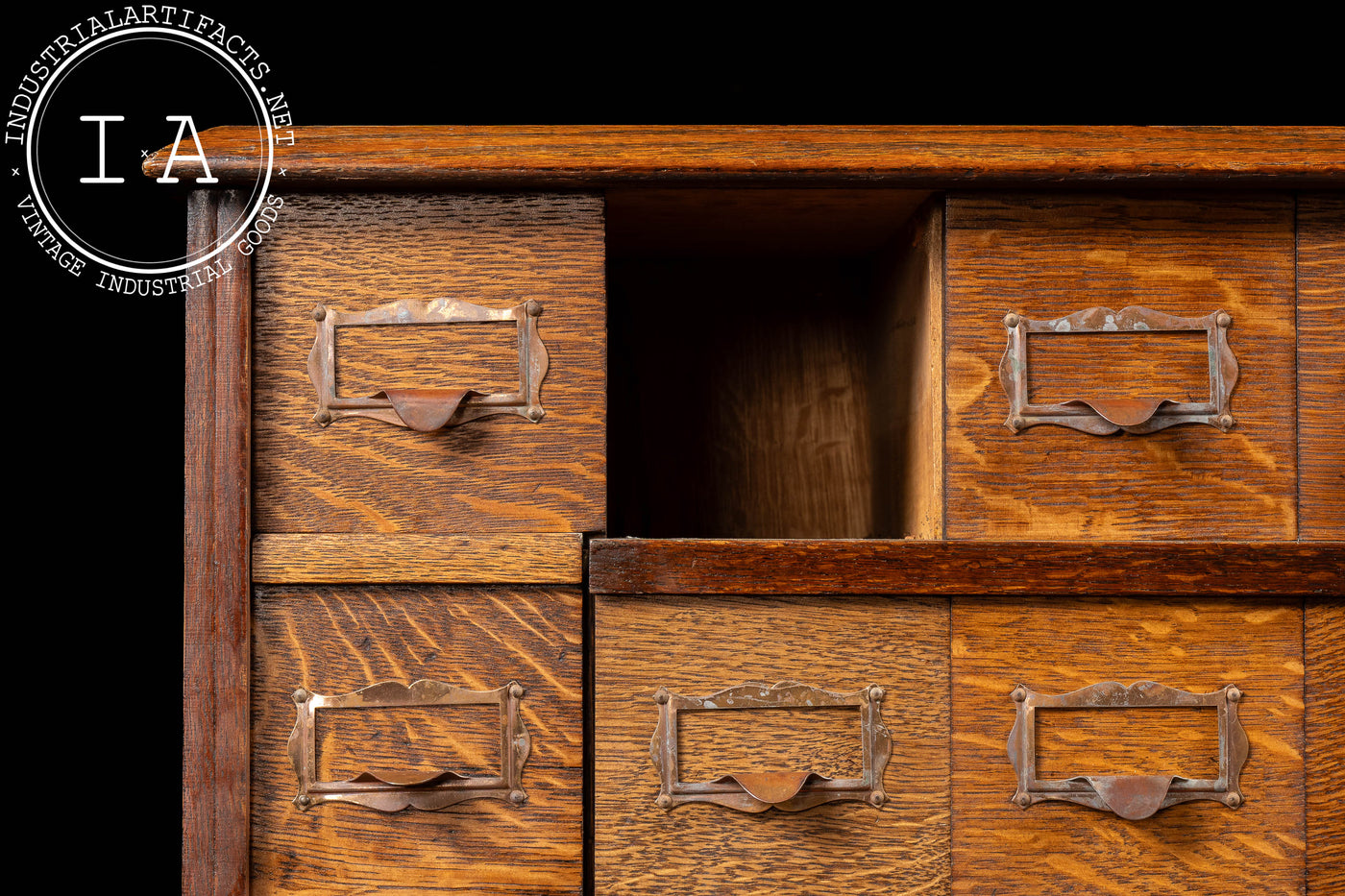 Early 20th Century Tiger Oak Puzzle Box Card Catalog