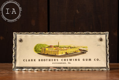 Vintage Scalloped Glass Clark Bros Chewing Gum Sign