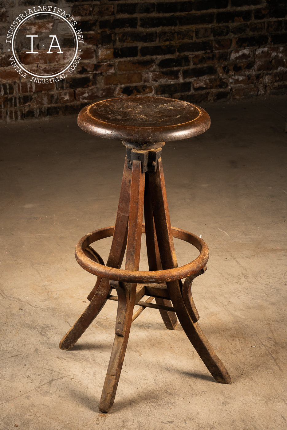 Antique Wooden Machinist Stool