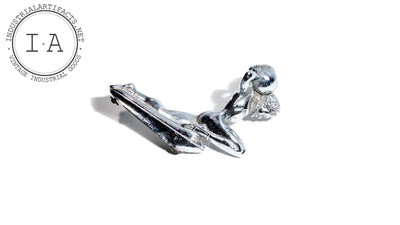 Vintage Chrome Plated Mighty Atlas Lighted Hood Ornament
