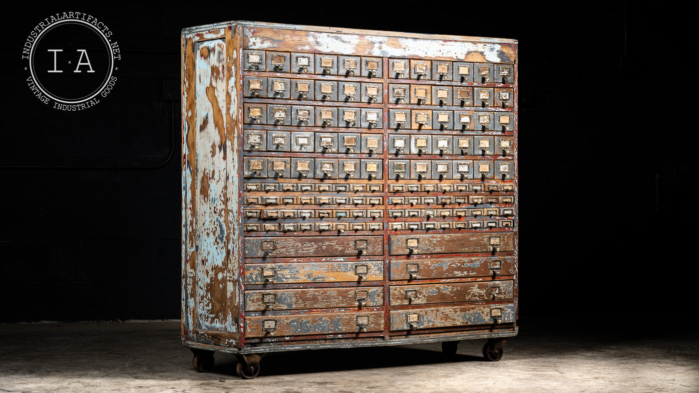 Antique Industrial Hardware 132 Drawer Cabinet